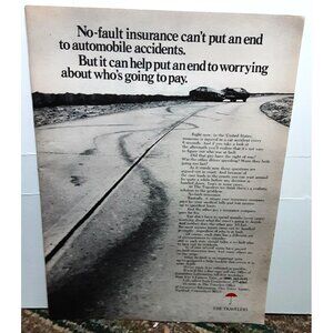 1973 Travelers Insurance Automobile Accidents Original Print Ad Vintage 70s